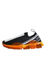 Dolce & Gabbana Black Orange Sorrento Slip On Sneakers Shoes