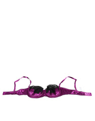 Dolce & Gabbana Purple Silk Underwired Balconette Bra Underwear