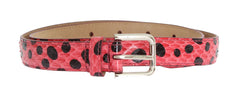 Dolce & Gabbana Polka Dot Snakeskin Belt with Silver Buckle