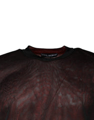 Dolce & Gabbana Maroon Polyester Crew Neck Pullover Sweater