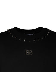 Dolce & Gabbana Black Logo Stud Pullover Sweatshirt Sweater
