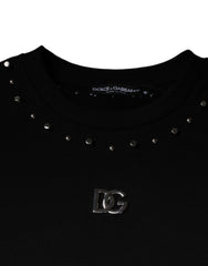 Dolce & Gabbana Black Logo Stud Pullover Sweatshirt Sweater