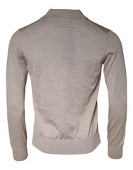 Dolce & Gabbana Beige Cashmere Knit Collared Pullover Sweater