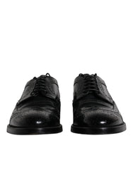 Dolce & Gabbana Black Leather Derby Wingtip Formal Shoes