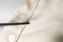 L'Autre Chose Off White Silk Sleeveless Buttoned Halter Top