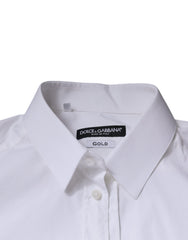 Dolce & Gabbana White Cotton Long Sleeve GOLD Dress Shirt