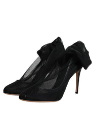 Dolce & Gabbana Black Nylon Stretch Mesh Sock Boots Shoes