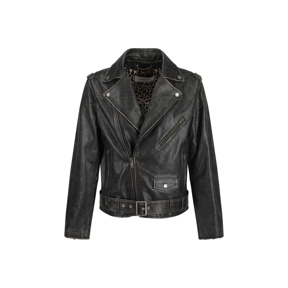 Golden Goose Brown Calf Leather Bos Taurus Biker Jacket