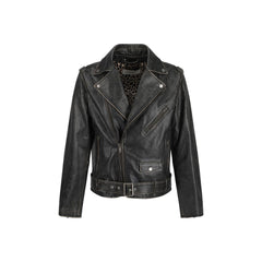 Golden Goose Brown Calf Leather Bos Taurus Biker Jacket