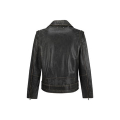 Golden Goose Brown Calf Leather Bos Taurus Biker Jacket