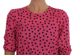 Dolce & Gabbana Chic Pink Polka Dotted Silk Blouse