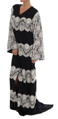 Dolce & Gabbana Elegant Silk Floral Lace Kaftan Maxi Dress