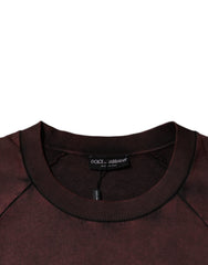 Dolce & Gabbana Brown Logo Cotton Crew Neck Pullover Sweater