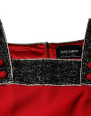 Dolce & Gabbana Red Wool Sleeveless A-line Flared Mini Dress