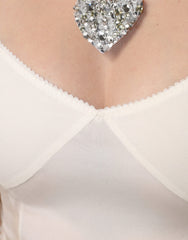 Dolce & Gabbana White Sheer Tulle Bustier Bodycon Midi Dress