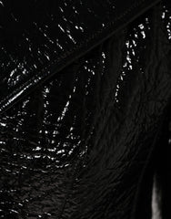 Dolce & Gabbana Black Leather Cropped Long Sleeve Coat Jacket