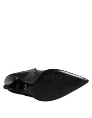 Dolce & Gabbana Black Leather Heels Knee High Boots Shoes