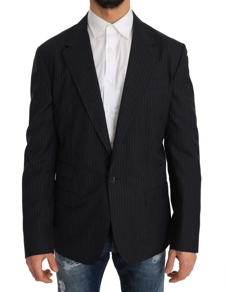 Dolce & Gabbana Elegant Slim Fit Striped Wool Silk Blazer