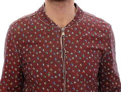 Dolce & Gabbana Exclusive Boxer Print Bordeaux Leather Jacket