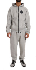 Billionaire Italian Couture Elegant Gray Cotton Sweatsuit Ensemble