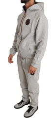 Billionaire Italian Couture Elegant Gray Cotton Sweatsuit Ensemble