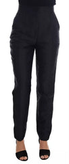 Dolce & Gabbana Black Floral Brocade High Waist Pants