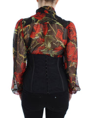 Dolce & Gabbana Elegant Black Floral Brocade Corset Belt