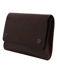 Dolce & Gabbana Brown Leather Logo Embossed Crossbody Bag