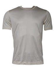 Dolce & Gabbana Off White Silk Crew Neck Short Sleeve T-shirt
