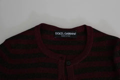 Dolce & Gabbana Black Red Striped Womens Cardigan Sweater