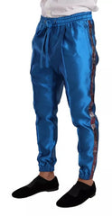 Dolce & Gabbana Blue Jacquard Silk Formal 2 Piece Set Suit