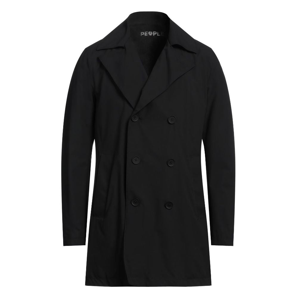 People Of Shibuya Black Recycled Polyester Men Trench