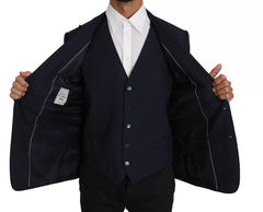 Dolce & Gabbana Blue Wool MARTINI Blazer Vest 2 Piece