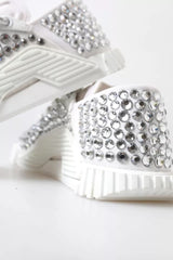 Dolce & Gabbana White NS1 Canvas Leather Embellished Sneakers Shoes