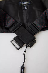 Dolce & Gabbana Black Silk Dotted Waist Tuxedo Belt Cummerbund