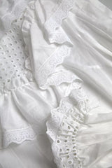 Dolce & Gabbana White Cotton Lace Trim Turtle Neck Blouse