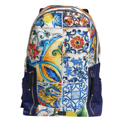 Dolce & Gabbana Multicolor Majolica Print Nylon School Backpack Bag