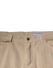Dolce & Gabbana Beige Cotton Mid Waist Skinny Denim Jeans
