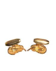 Dolce & Gabbana Gold 925 Sterling Silver Crystal Leaf Cufflink