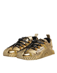 Dolce & Gabbana Gold Stretch Lace Up NS1 Sneakers Shoes