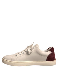 Dolce & Gabbana White Suede Leather Low Top Sneakers Shoes