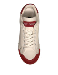 Dolce & Gabbana Shoes White Leather Logo Portofino Sneakers