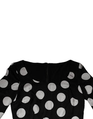 Dolce & Gabbana Black White Silk Polka Dots Sheath Midi Dress