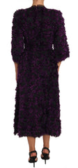 Dolce & Gabbana Elegant Fringe Sheath Dress in Purple & Black