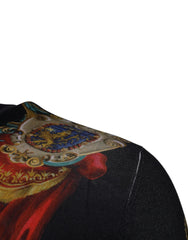 Dolce & Gabbana Black Heraldic DG Silk Round Neck Pullover Sweater