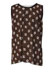 Dolce & Gabbana Brown Logo Monogram Cotton Crew Neck T-shirt
