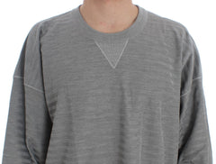 Dolce & Gabbana Elegant Gray Silk Crewneck Pullover Sweater