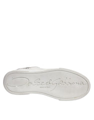 Dolce & Gabbana White Gold Leather Low Top Sneakers Shoes