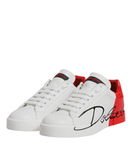Dolce & Gabbana White Red Logo Portofino Sneakers Shoes