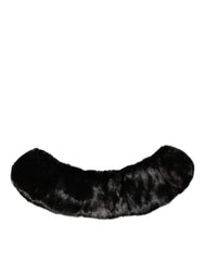 Dolce & Gabbana Black Fur Shawl Neck Wrap Cover Collar Scarf